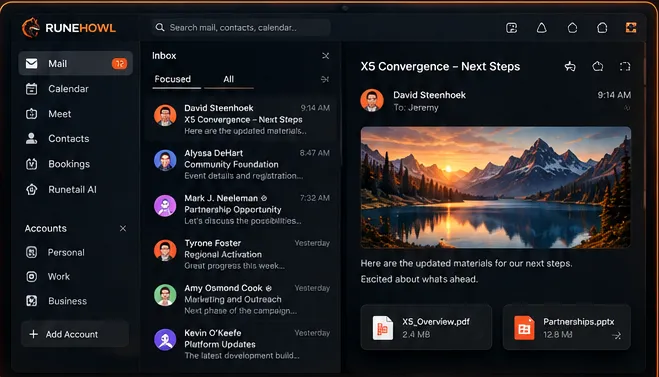 Concept preview of Runehowl's unified mail workspace